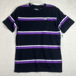 NWT NEFF Streetwear Black Purple Striped Tee